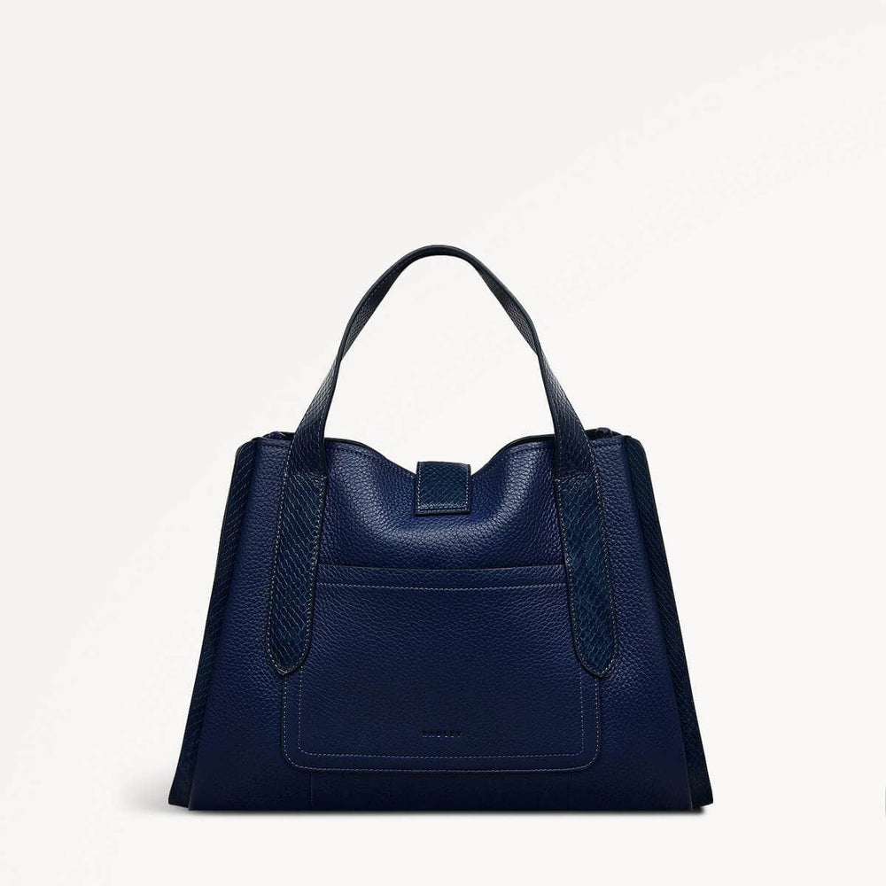 Sloane Street Leather Medium Ziptop Satchel Bag in Evenfall - 110156