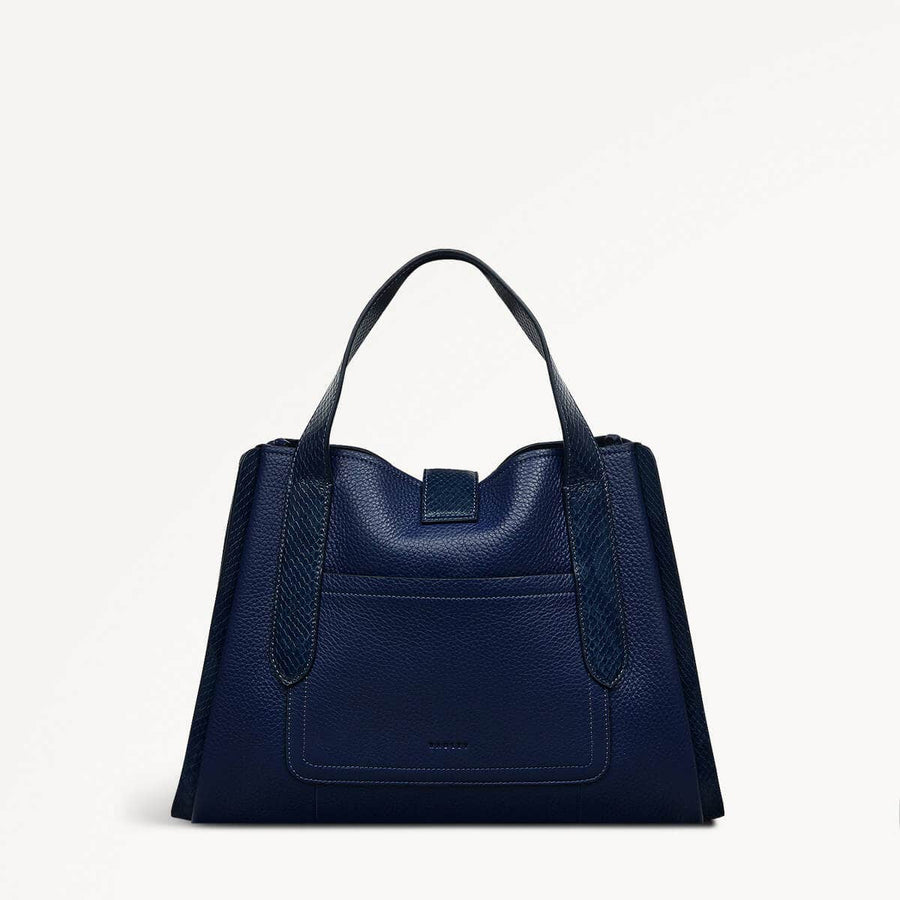 Sloane Street Leather Medium Ziptop Satchel Bag in Evenfall - 110156