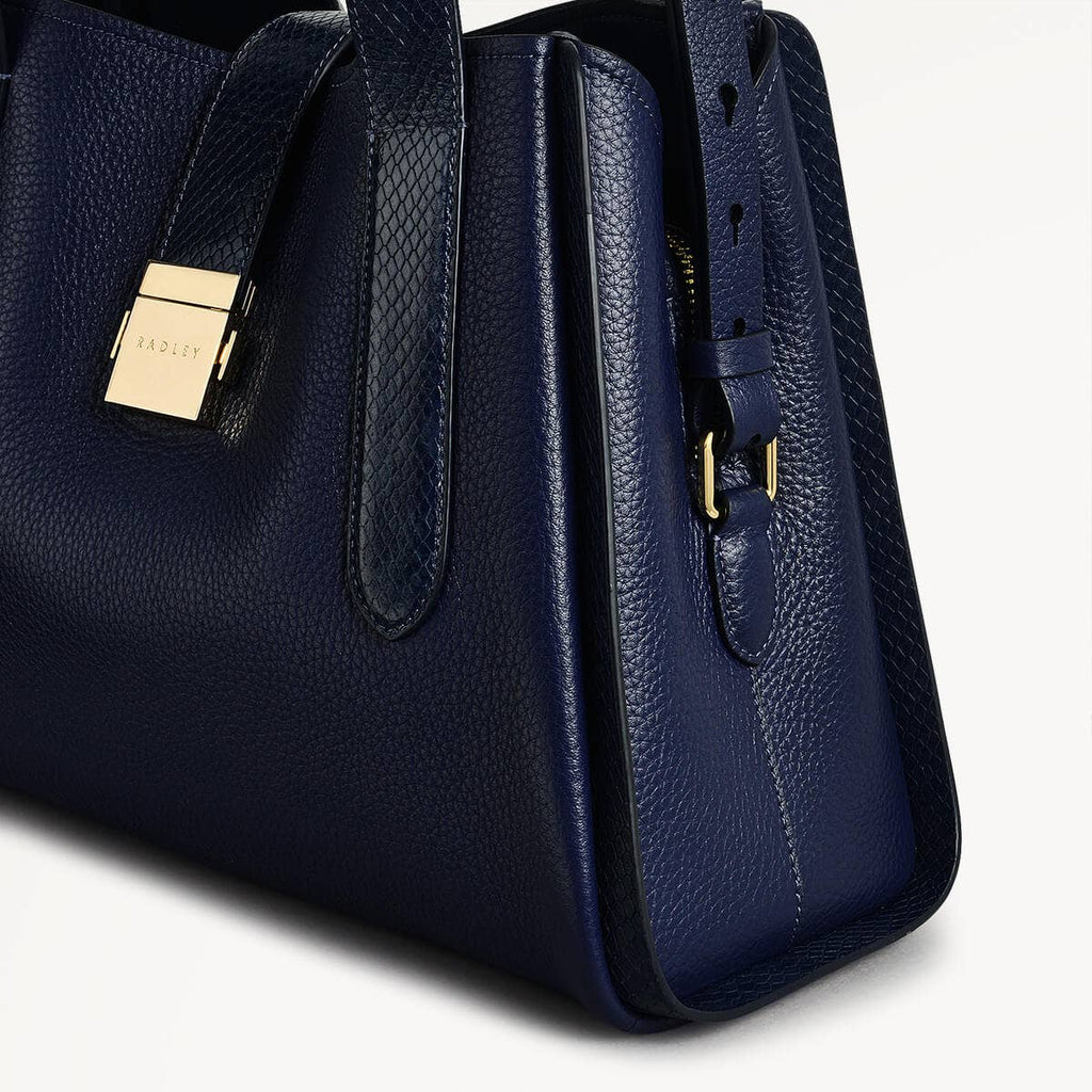 Sloane Street Leather Medium Ziptop Satchel Bag in Evenfall - 110156