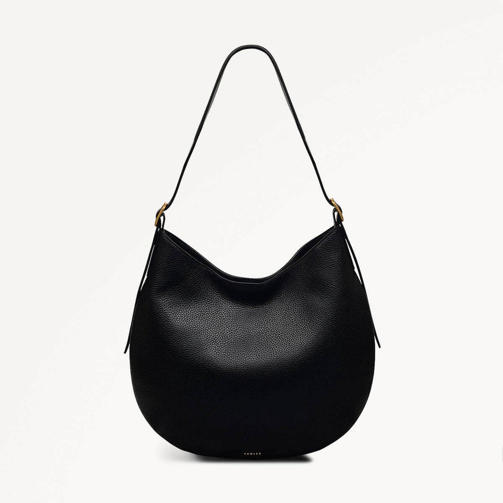 Kensington Place Leather Open Top Shoulder Bag in Black - 110161