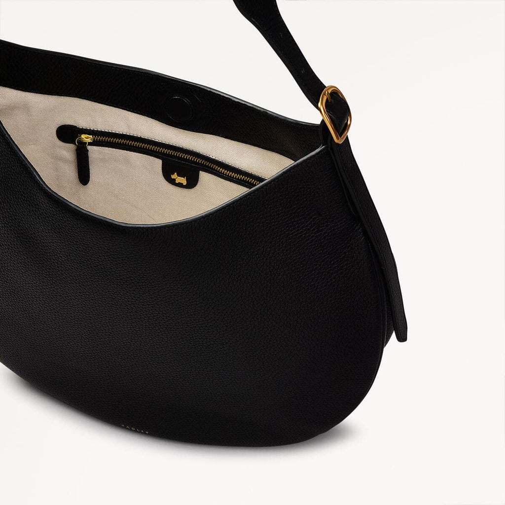 Kensington Place Leather Open Top Shoulder Bag in Black - 110161