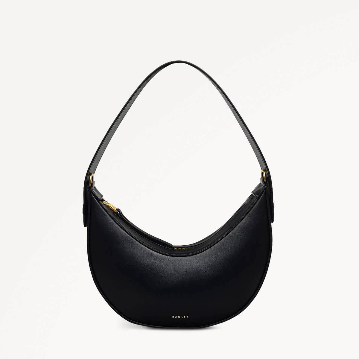 The Kensal Leather Small Ziptop Shoulder Bag in Black - 110166