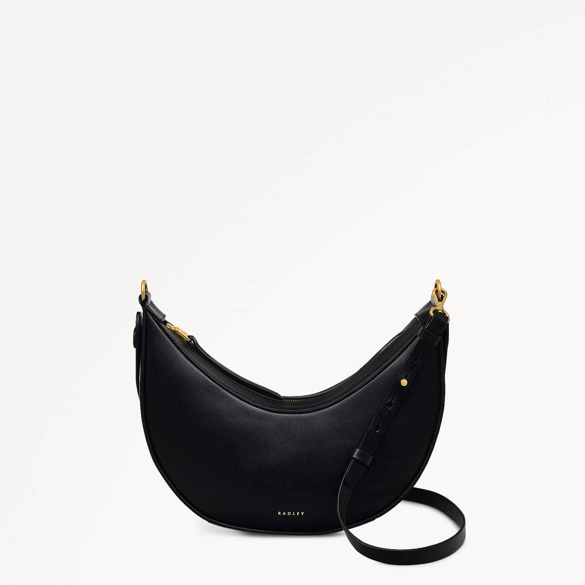 The Kensal Leather Small Ziptop Shoulder Bag in Black - 110166