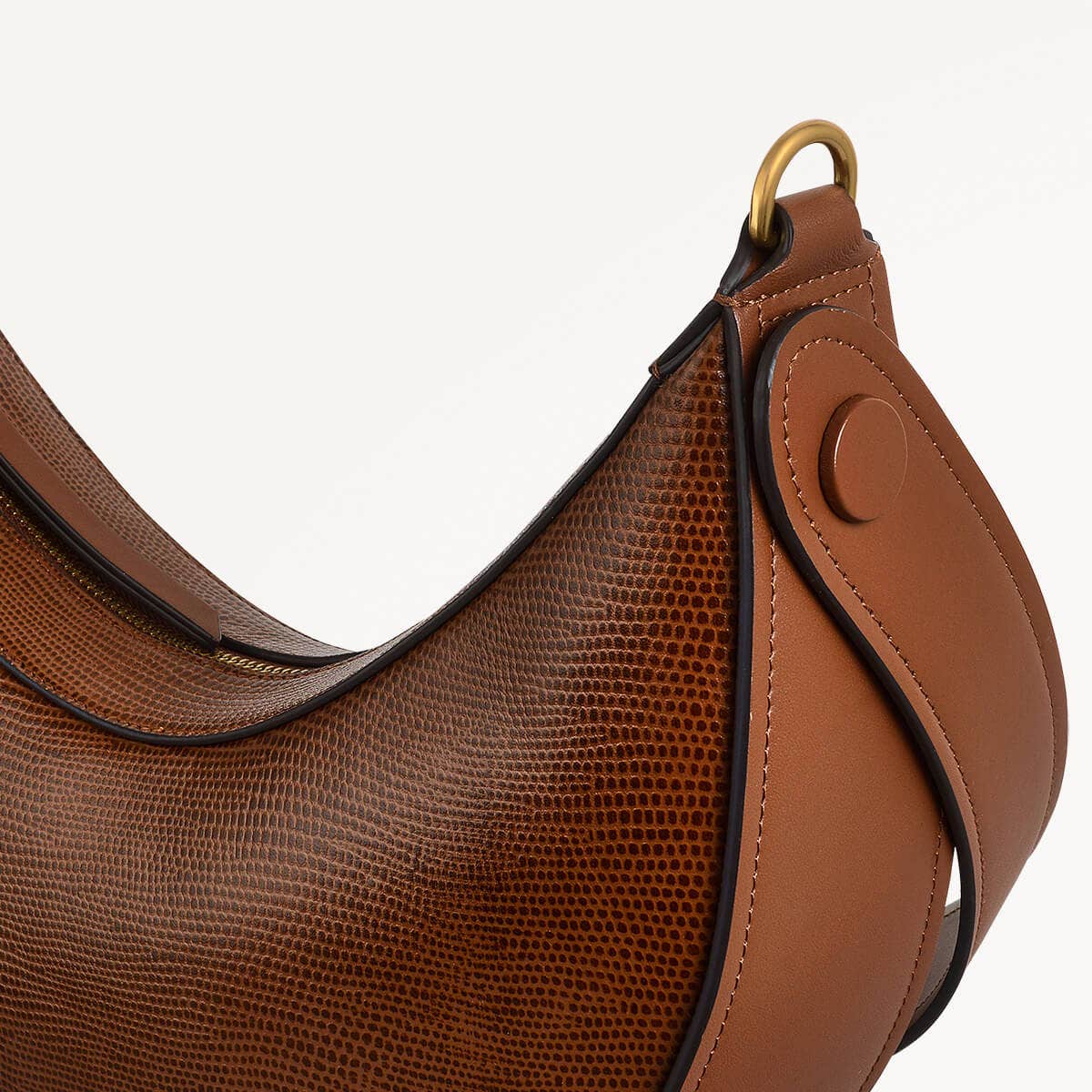 The Kensal Leather Small Ziptop Shoulder Bag in Saddle - 110167