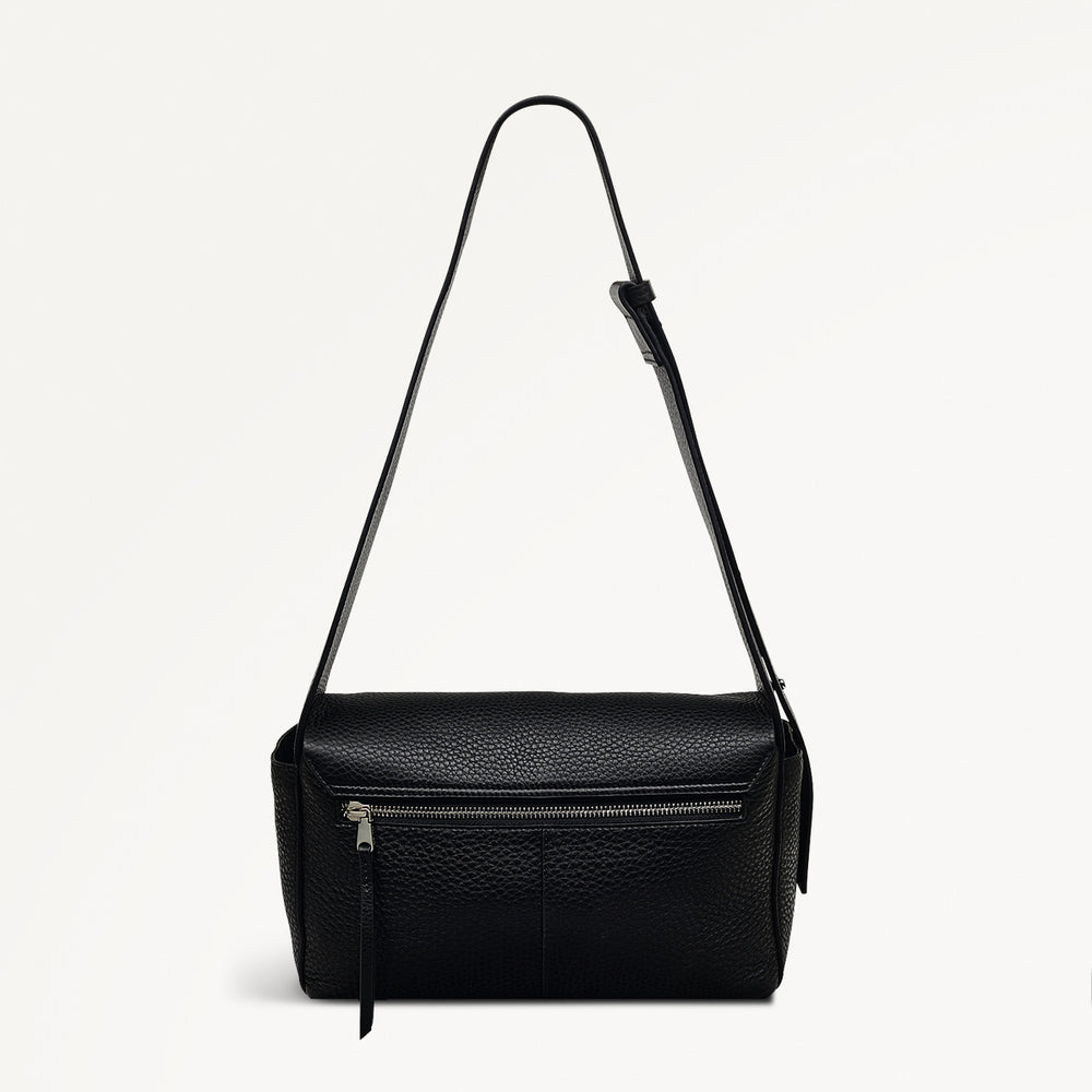 De Beauvoir Leather Medium Ziptop Shoulder Bag in Black - 110169