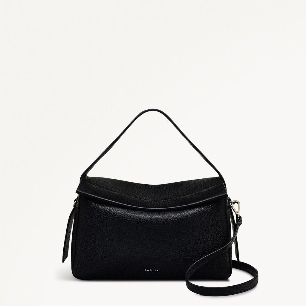 De Beauvoir Leather Medium Ziptop Grab Bag in Black - 110171