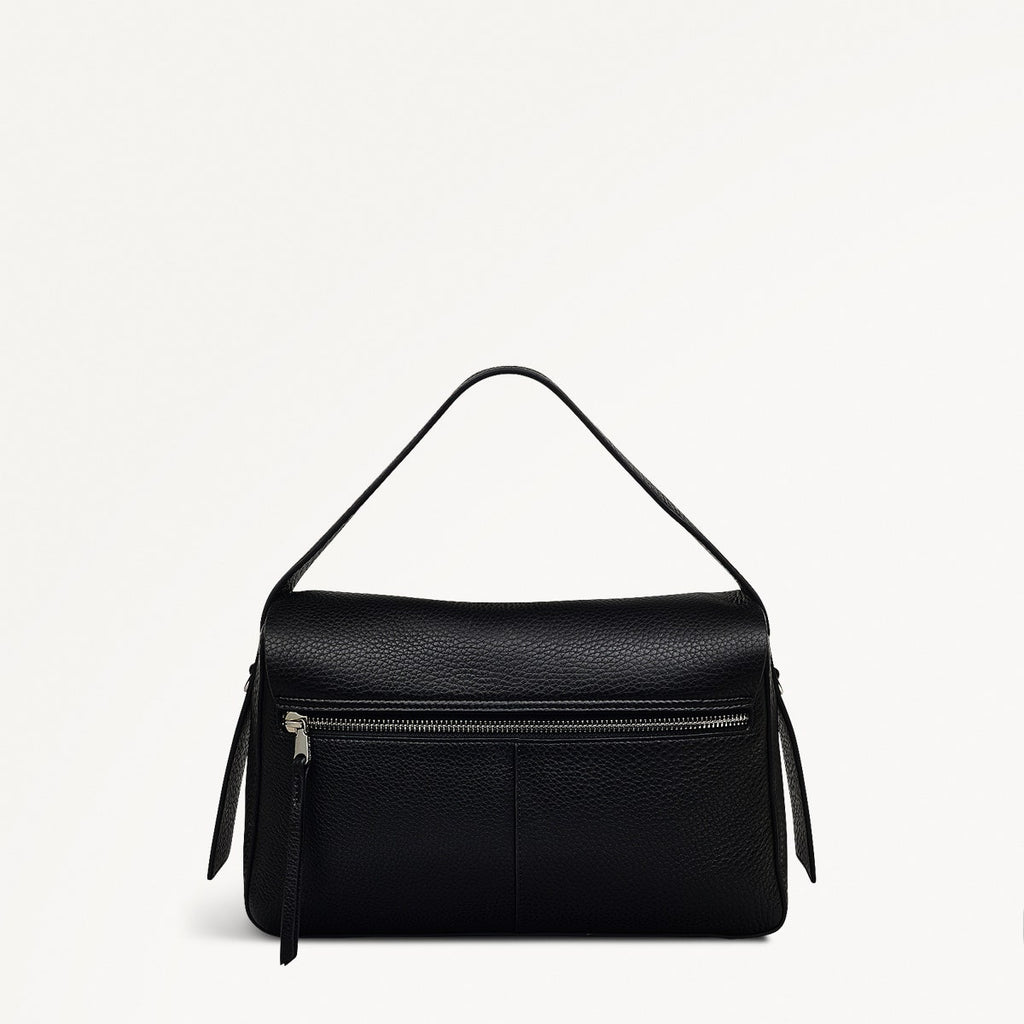 De Beauvoir Leather Medium Ziptop Grab Bag in Black - 110171