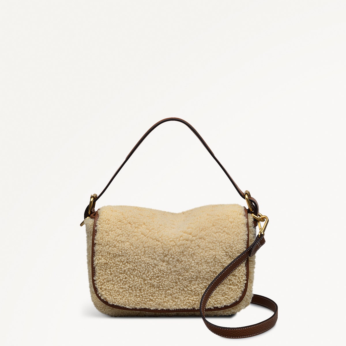 Grafton Street Leather Small Flapover Crossbody Bag in Natural - 110176