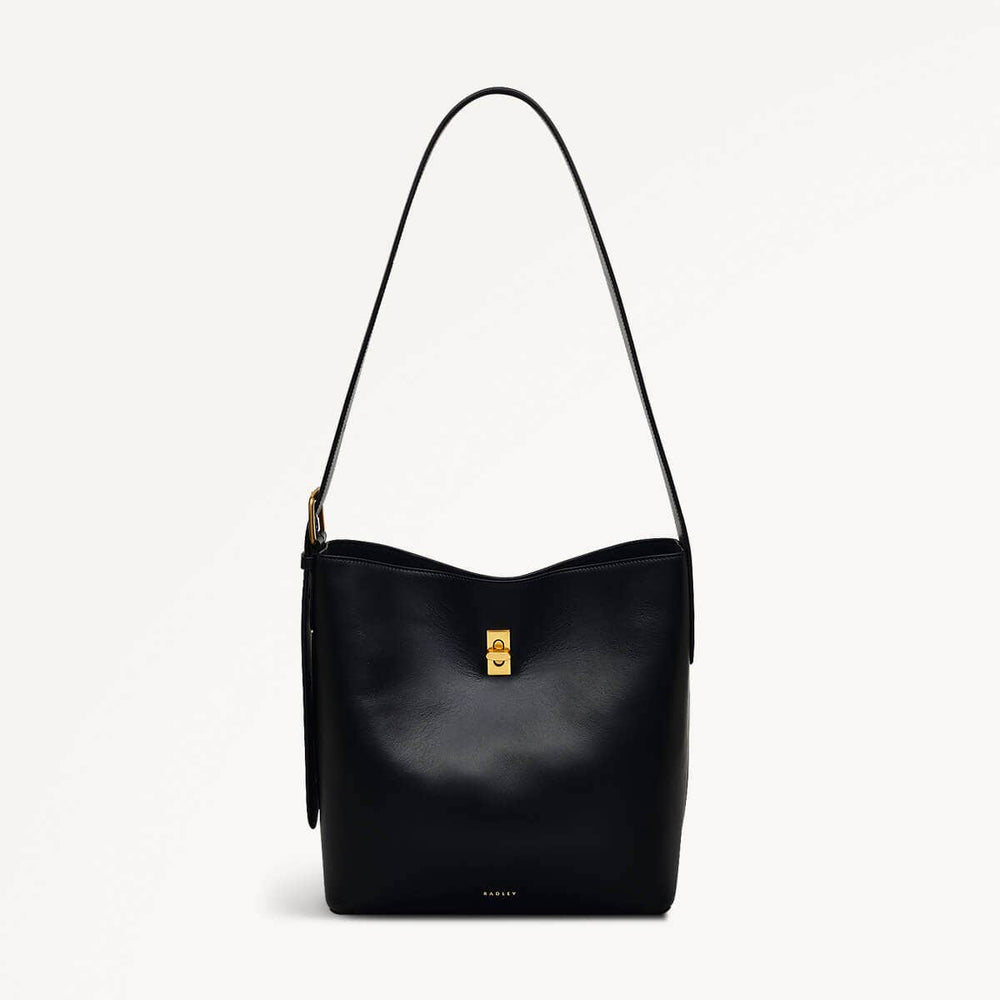 Threadneedle Street Leather Open Top Shoulder Bag in Black - 110178