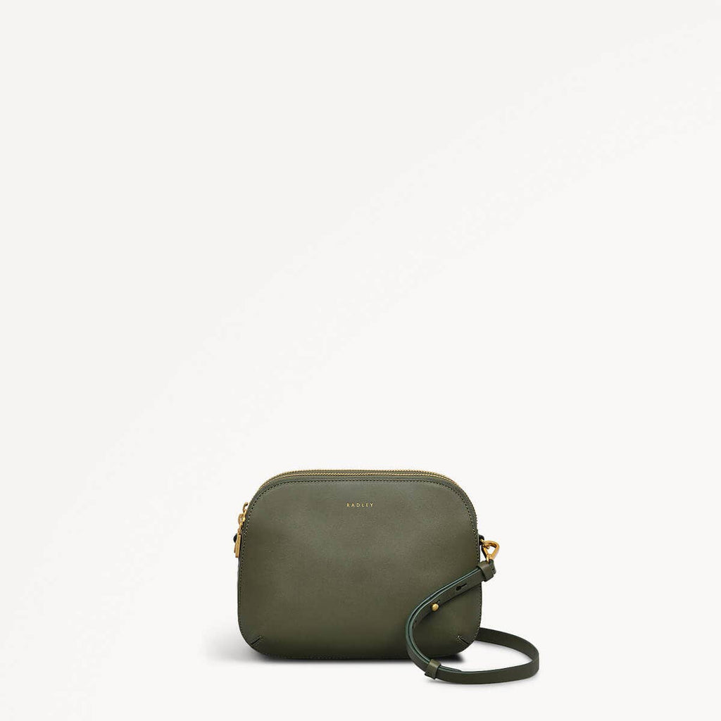 Dukes Place Leather Medium Ziptop Crossbody Bag in Dark Olive - 110181