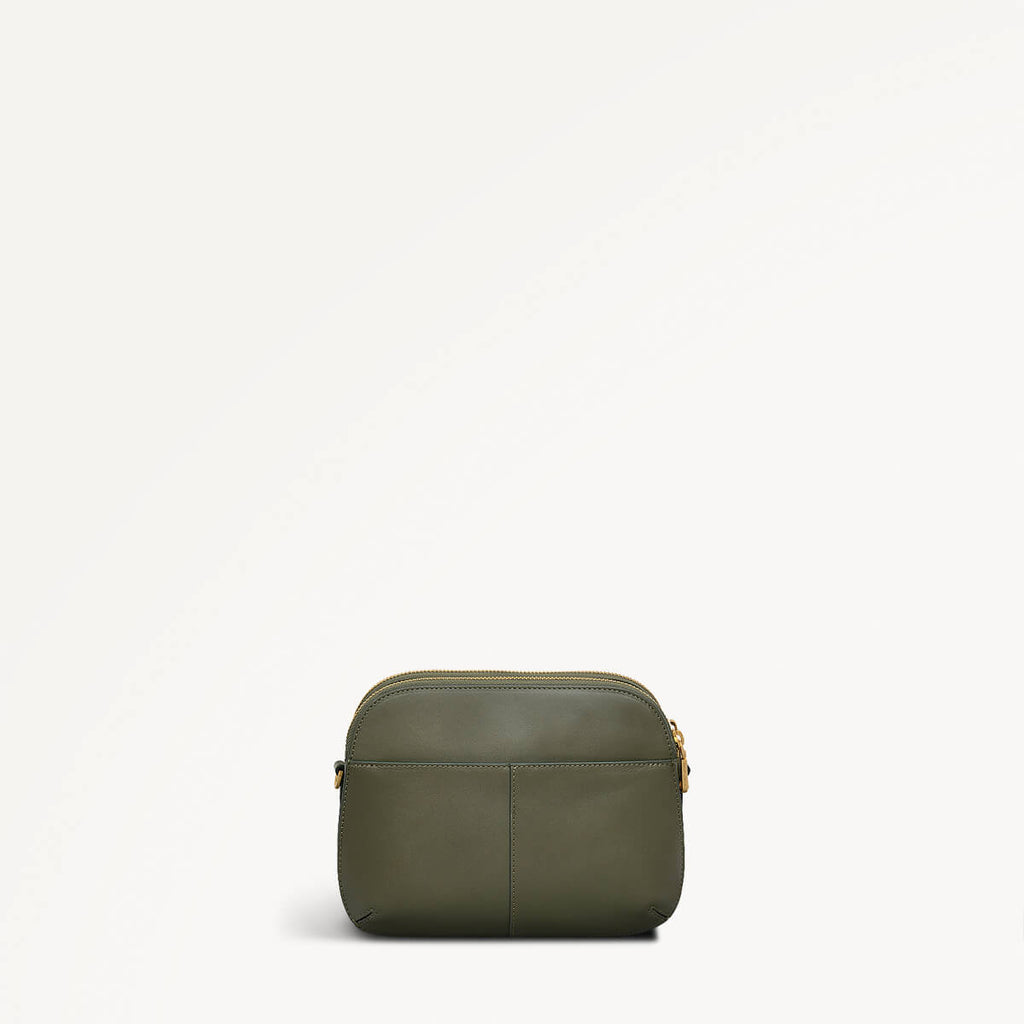 Dukes Place Leather Medium Ziptop Crossbody Bag in Dark Olive - 110181