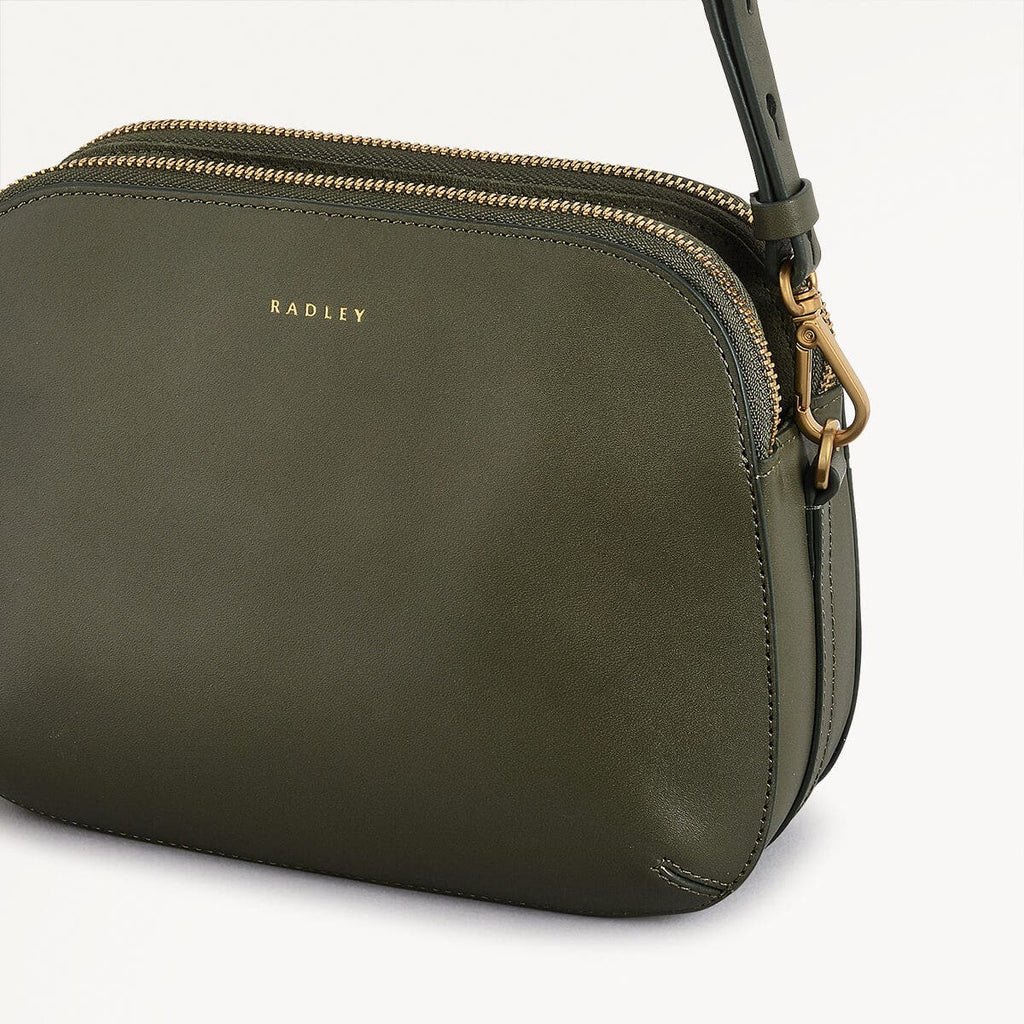 Dukes Place Leather Medium Ziptop Crossbody Bag in Dark Olive - 110181