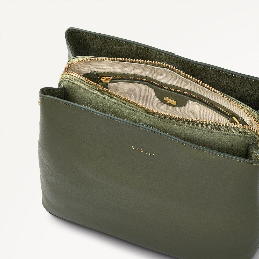 Dukes Place Leather Medium Compartment Crossbody Bag in Dark Olive - 110182