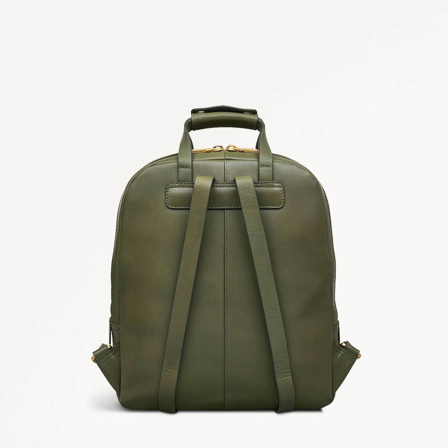 Dukes Place Leather Zip Around Backpack in Dark Olive - 110184