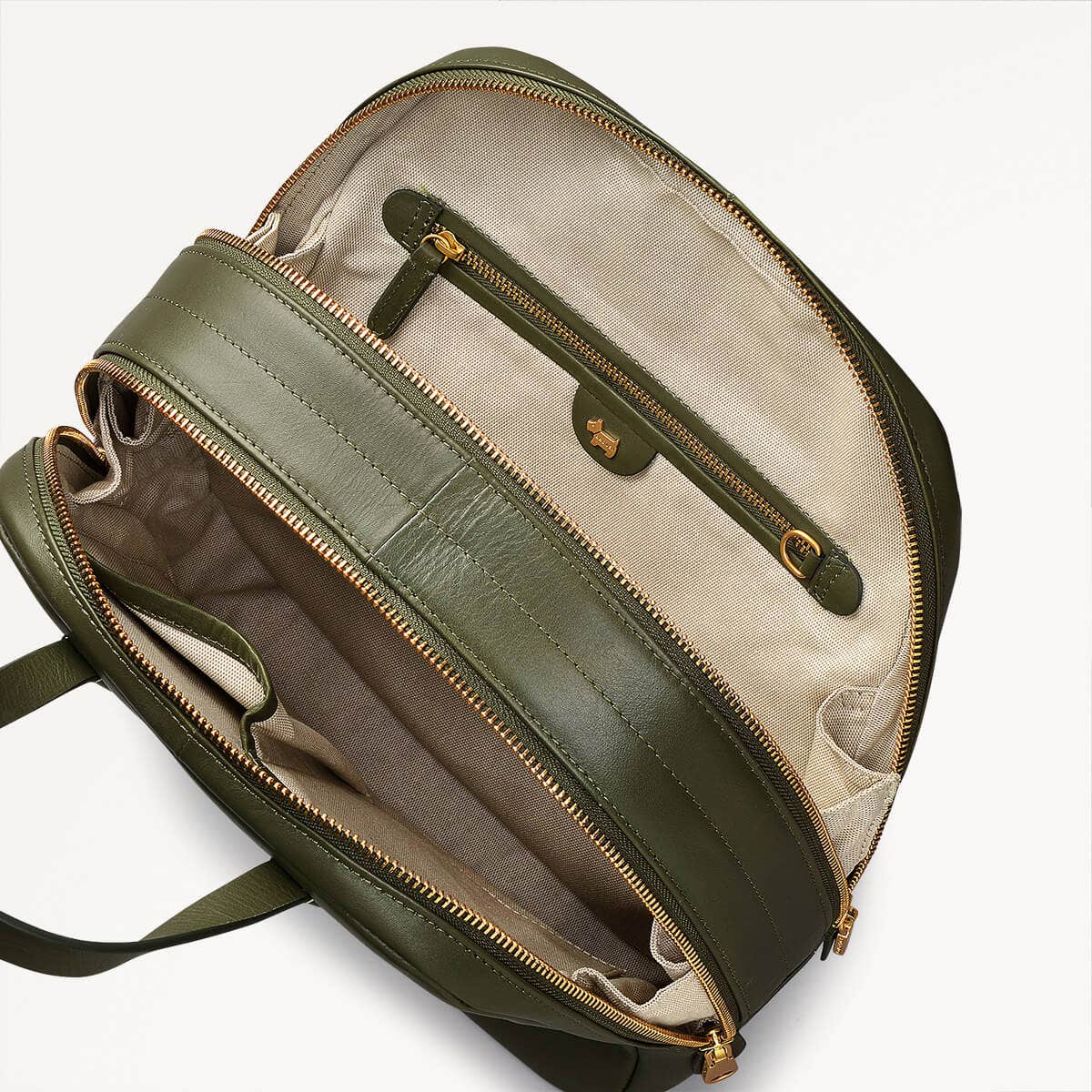 Dukes Place Leather Zip Around Backpack in Dark Olive - 110184