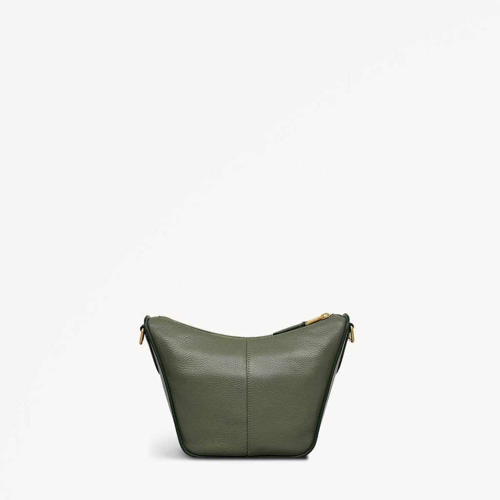 Oak Street Leather Small Ziptop Crossbody Bag In Dark Olive - 110185