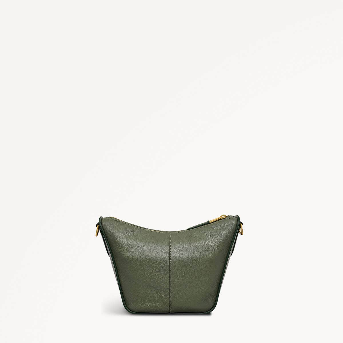 Oak Street Leather Small Ziptop Crossbody Bag In Dark Olive - 110185