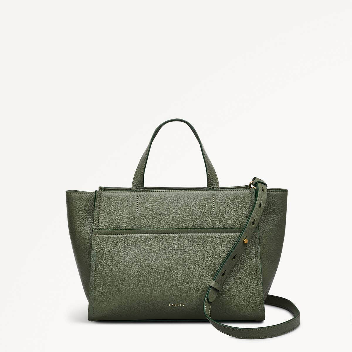 Oak Street Leather Medium Ziptop Grab Bag in Dark Olive - 110186