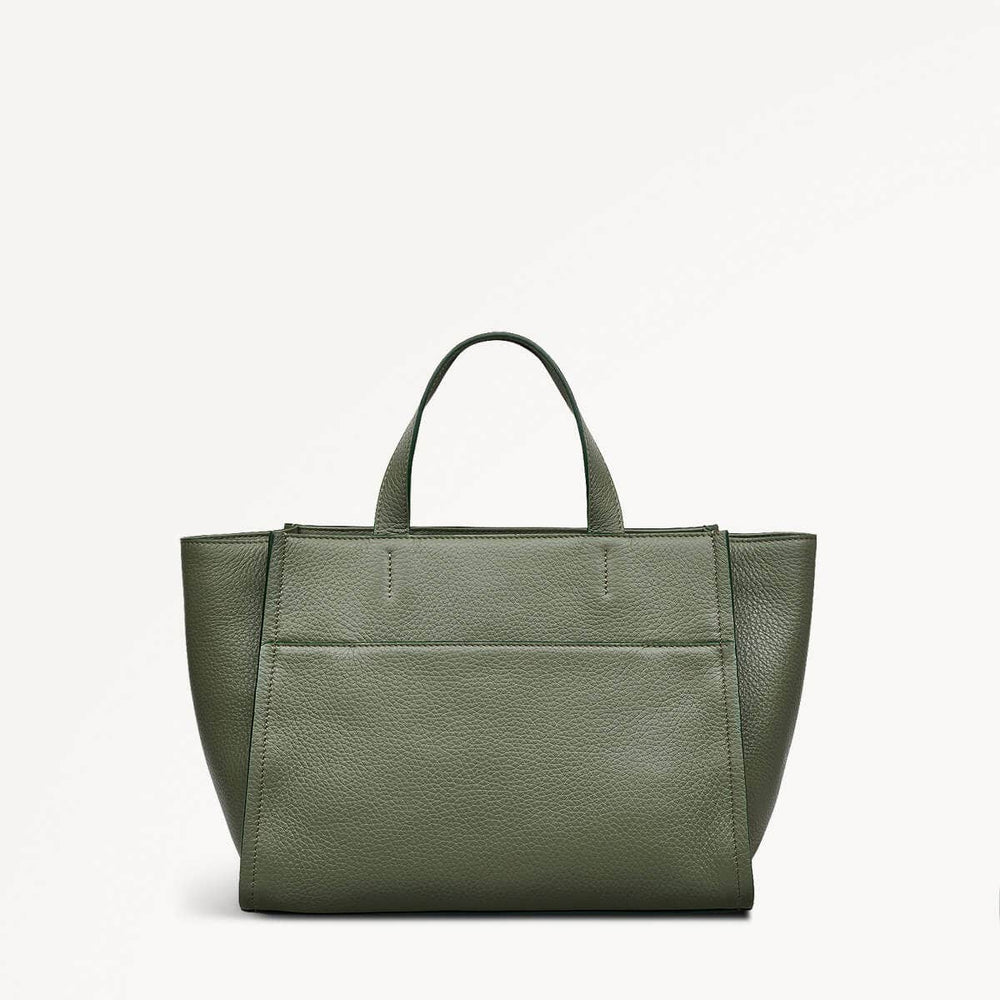 Oak Street Leather Medium Ziptop Satchel Bag In Dark Olive - 110186