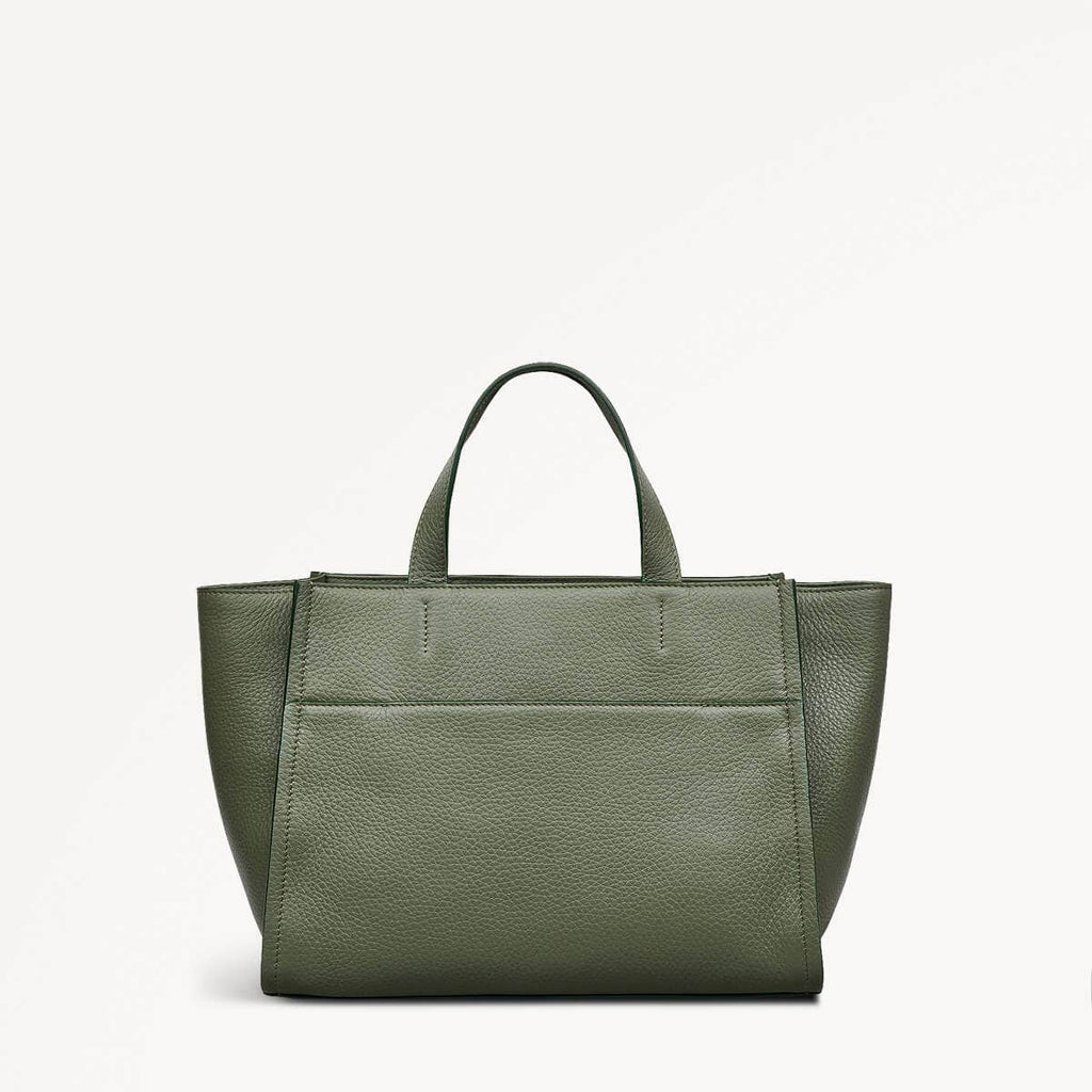 Oak Street Leather Medium Ziptop Grab Bag in Dark Olive - 110186