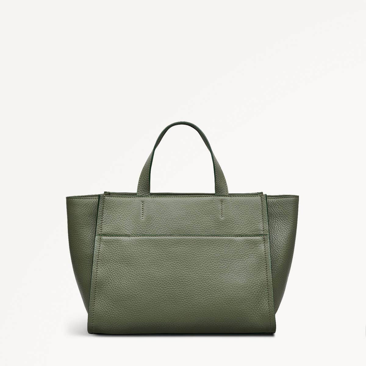 Oak Street Leather Medium Ziptop Satchel Bag In Dark Olive - 110186