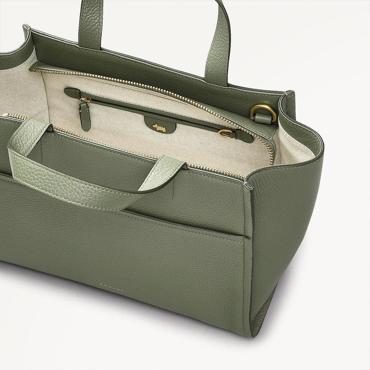 Oak Street Leather Medium Ziptop Satchel Bag In Dark Olive - 110186