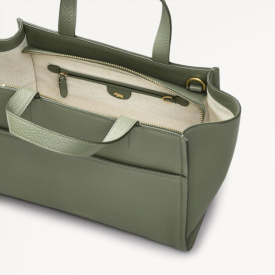Oak Street Leather Medium Ziptop Satchel Bag In Dark Olive - 110186
