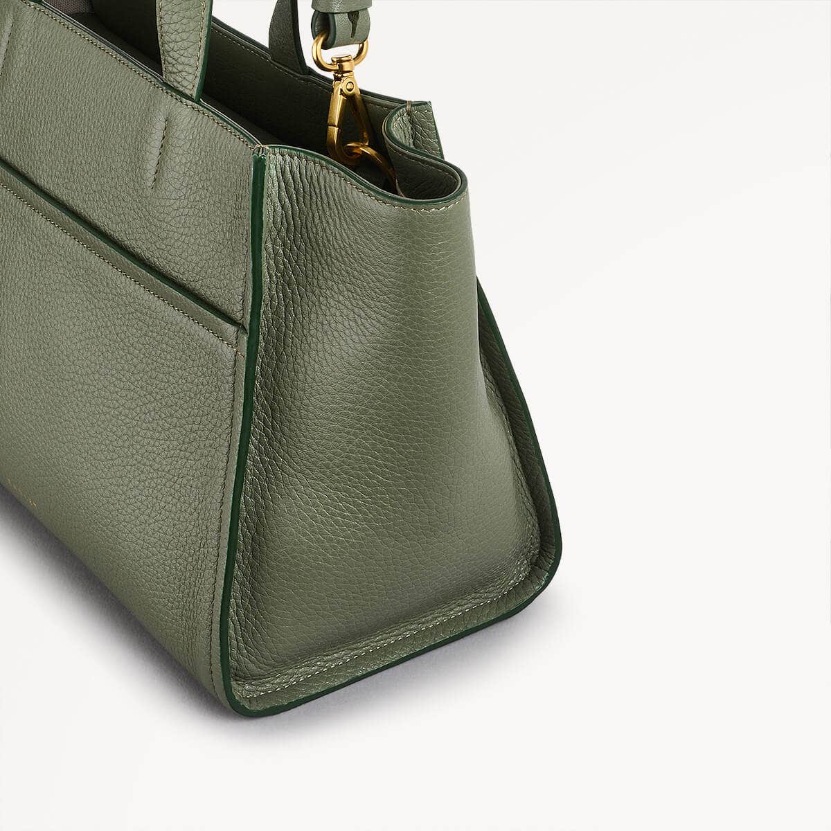 Oak Street Leather Medium Ziptop Satchel Bag In Dark Olive - 110186