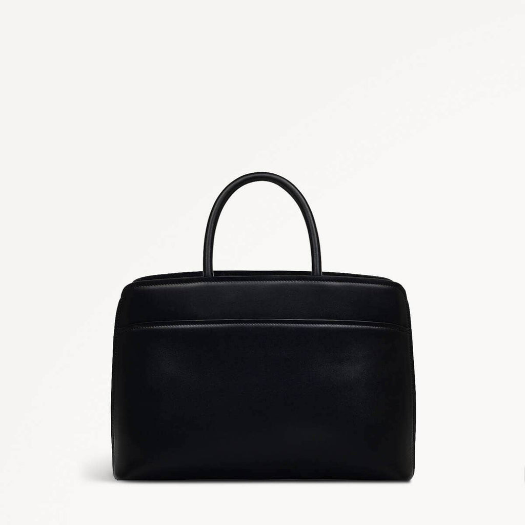 Bow Street Leather Medium Ziptop Grab Bag in Black - 110193