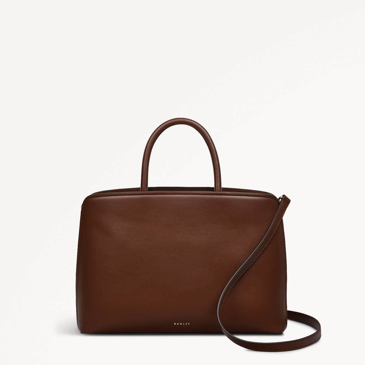 Bow Street Leather Medium Ziptop Grab Bag in Walnut - 110194