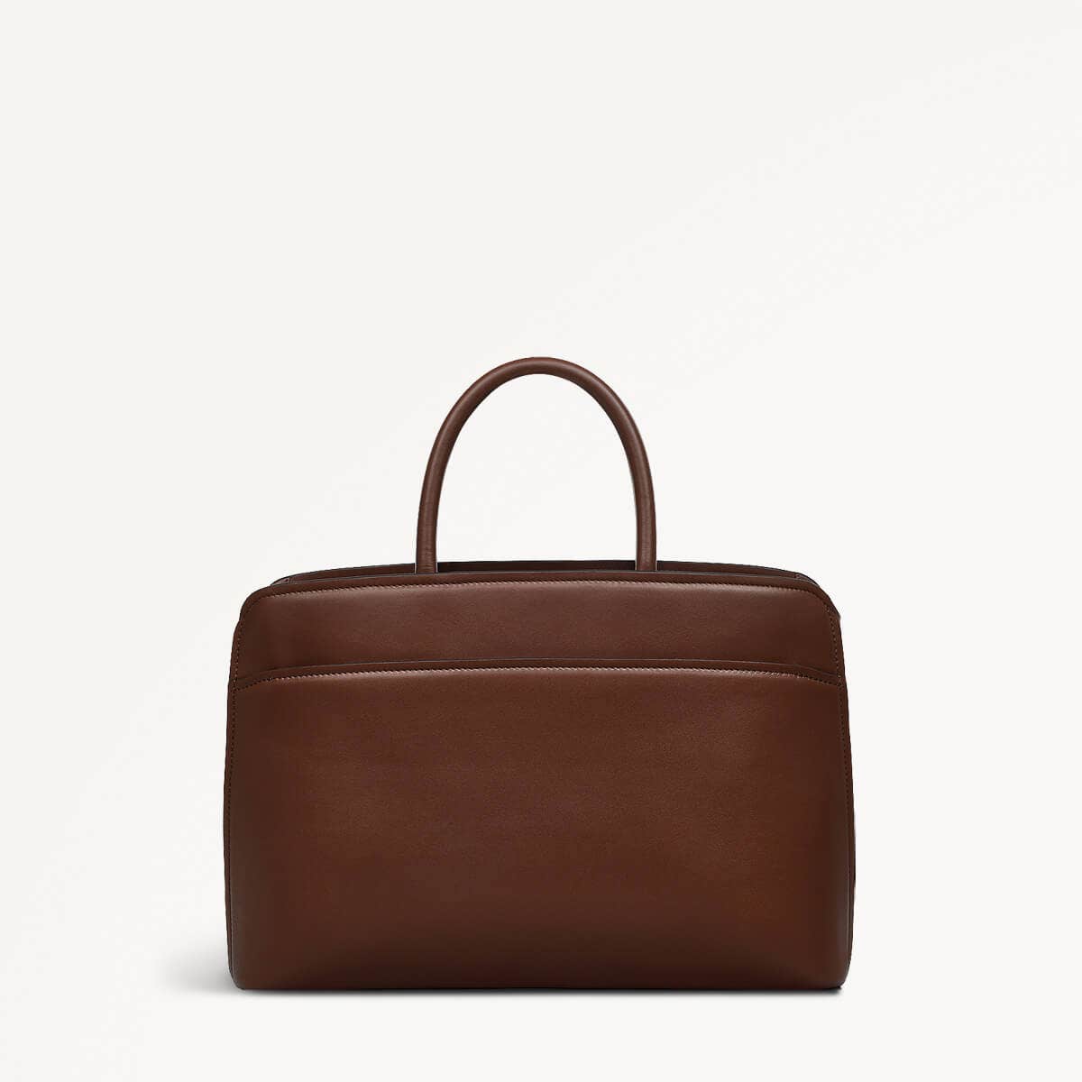Bow Street Leather Medium Ziptop Grab Bag in Walnut - 110194