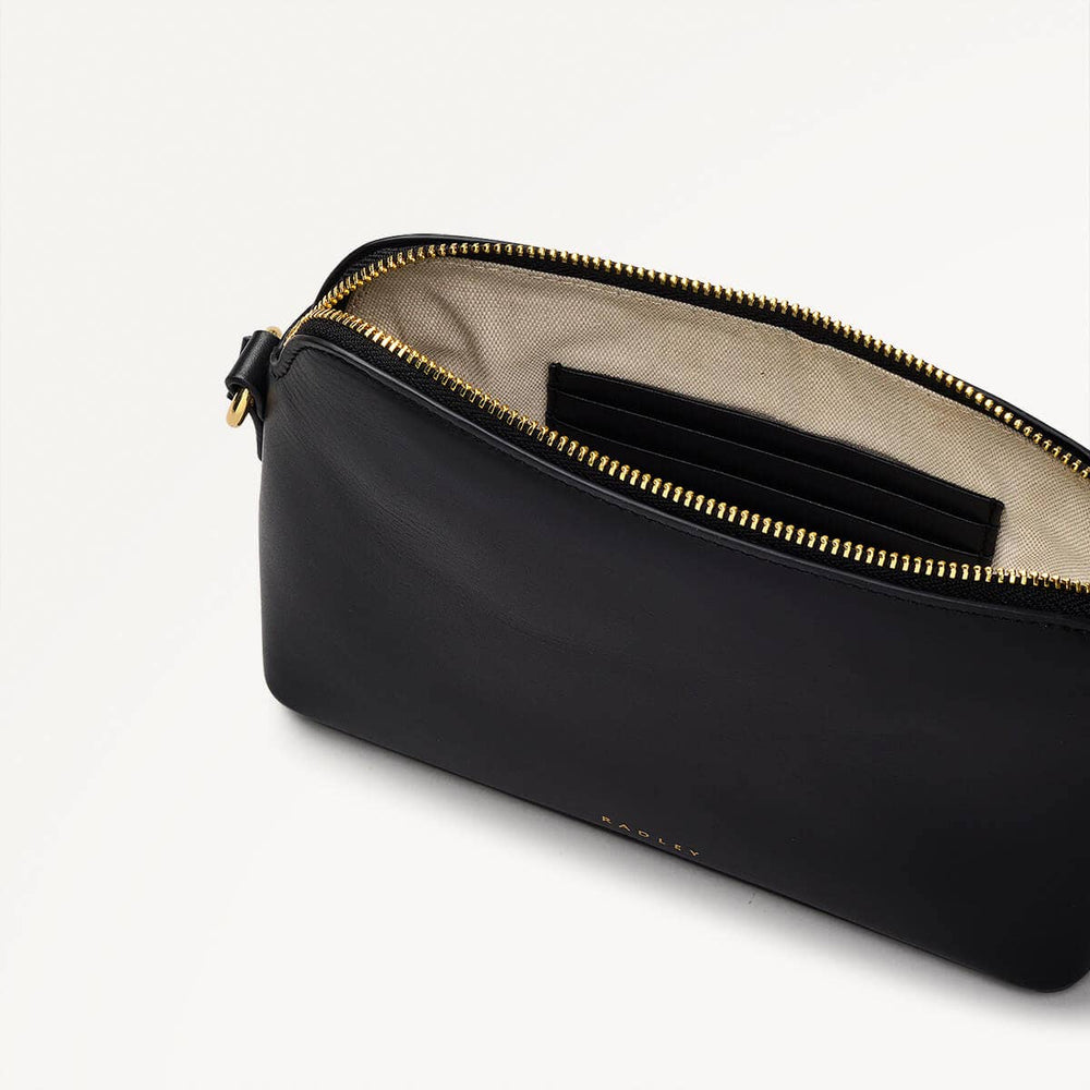 Bow Street Leather Small Ziptop Crossbody Bag in Black - 110196