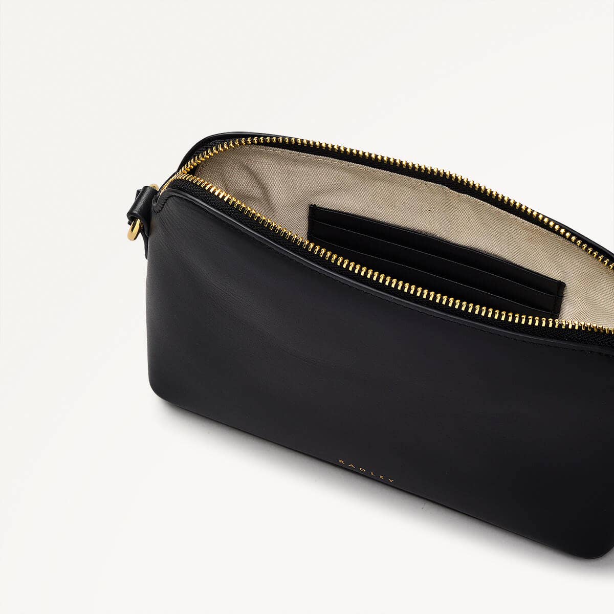 Bow Street Leather Small Ziptop Crossbody Bag in Black - 110196