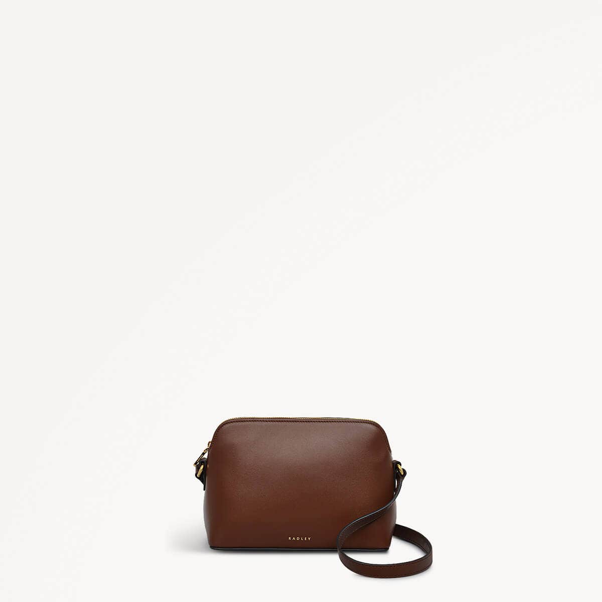 Bow Street Leather Small Ziptop Crossbody Bag in Walnut - 110197