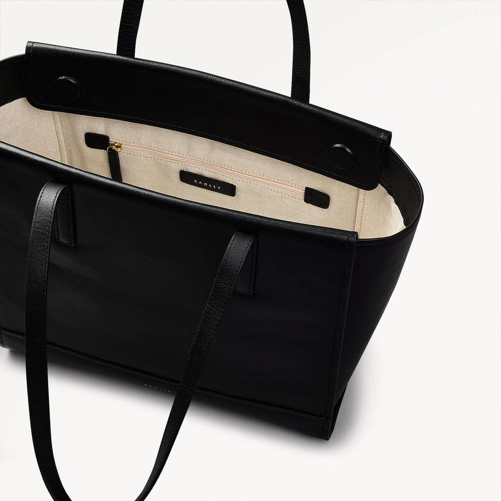 Drapers Road Leather Large Open Top Tote Bag in Black - 110201