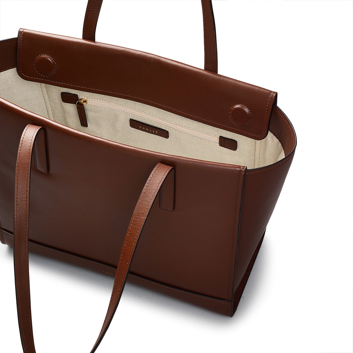 Drapers Road Leather Large Open Top Tote Bag in Walnut - 110202