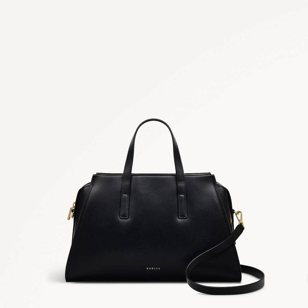 Drapers Road Leather Medium Ziptop Grab Bag in Black - 110203
