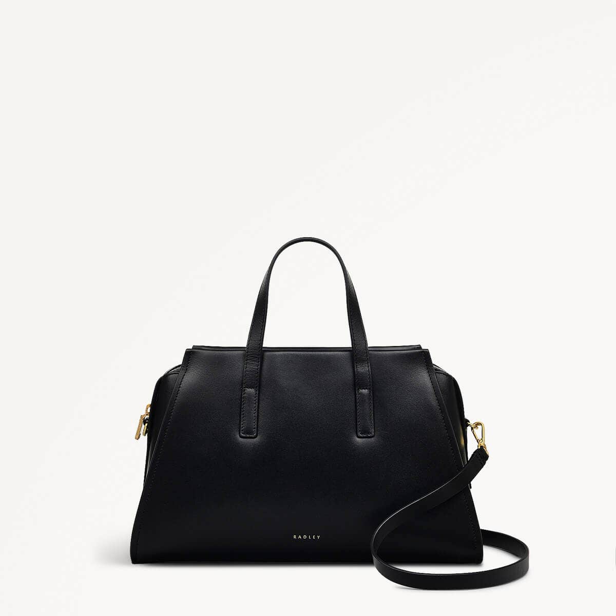 Drapers Road Leather Medium Ziptop Grab Bag in Black - 110203