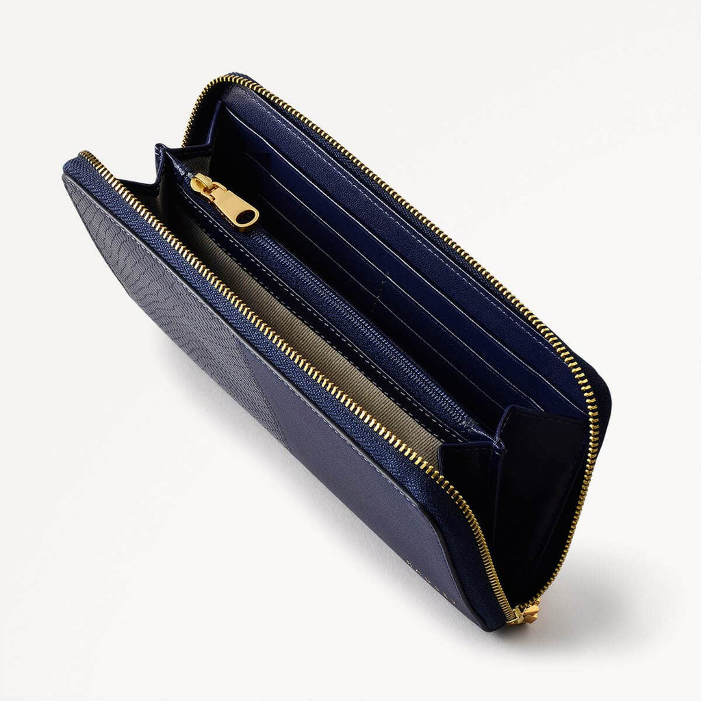 Mount Row Leather Zip Around Wallet in Evenfall - 110219