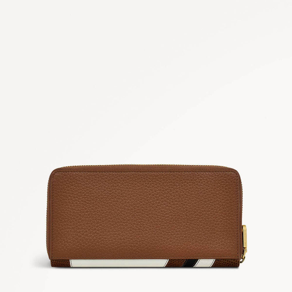 Mountain Wanderers Leather Zip Around Wallet in Saddle - 110223