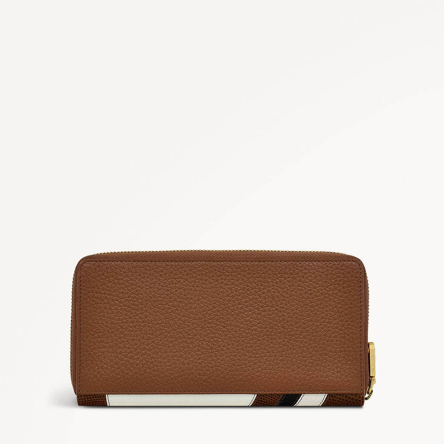 Mountain Wanderers Leather Zip Around Wallet in Saddle - 110223