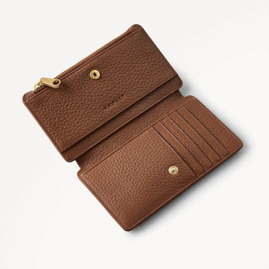 Mountain Wanderers Leather Medium Ziptop Wallet in Saddle - 110224