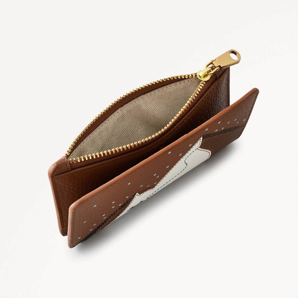 Mountain Wanderers Leather Medium Ziptop Wallet in Saddle - 110224