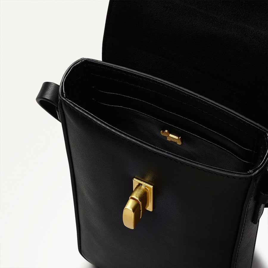 Threadneedle Street Leather Medium Phone Crossbody in Black - 110225