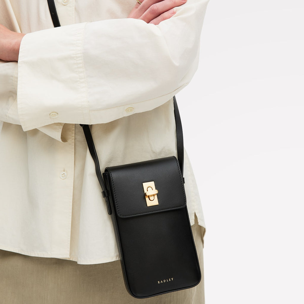 Threadneedle Street Leather Medium Phone Crossbody in Black - 110225