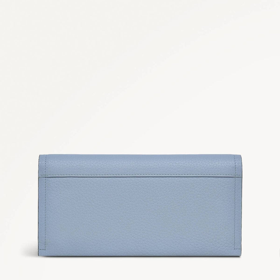 Oak Street Leather Large Flapover Wallet in Smoke Blue - 110230