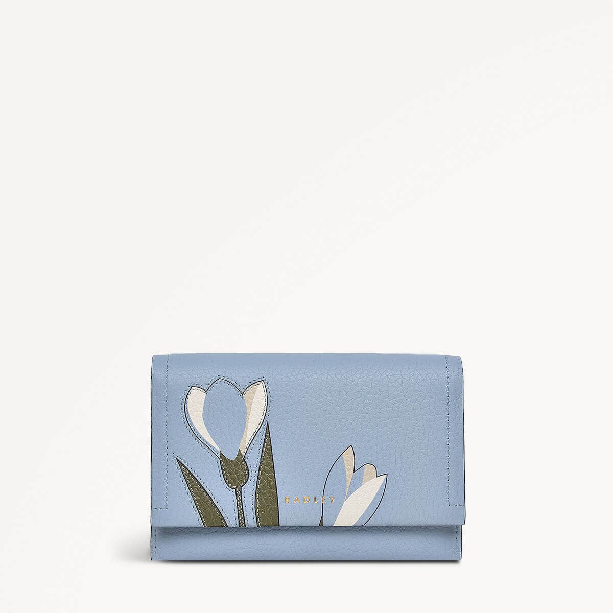 Oak Street Leather Medium Flapover Wallet in Smoke Blue - 110231