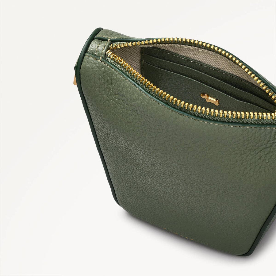 Oak Street Leather Medium Phone Crossbody in Dark Olive - 110232