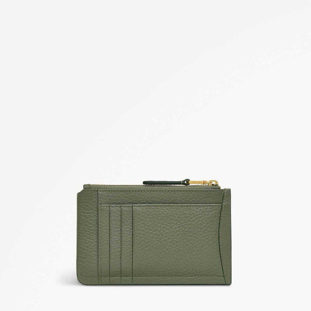 The Chancery Leather Ziptop Coin Purse in Dark Olive - 110234