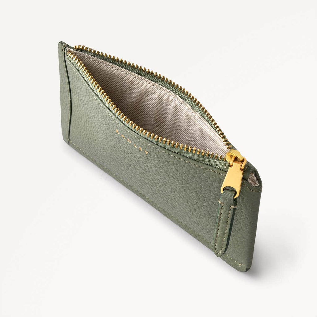 The Chancery Leather Ziptop Coin Purse in Dark Olive - 110234